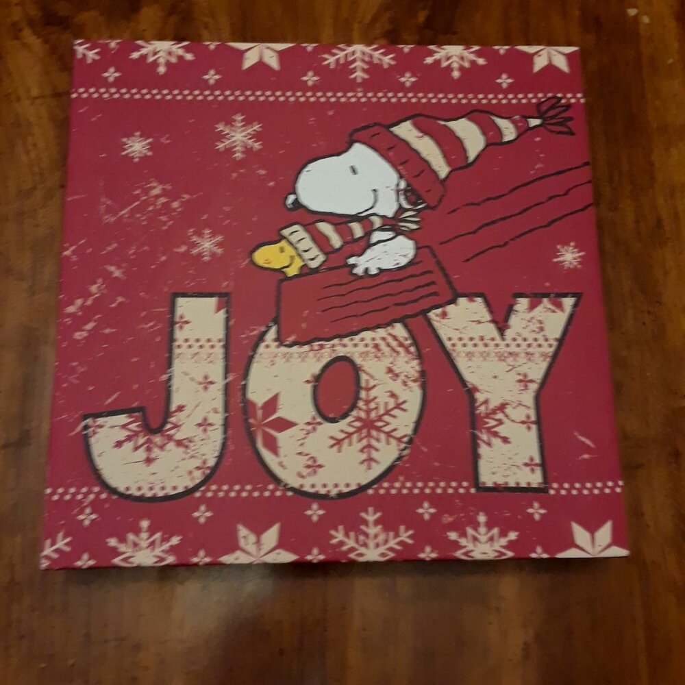 "Joy" Christmas Snoopy Artissimo Designs Canvas sign